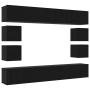 Mueble para TV de 8 piezas en roble negro montado en pared de , Muebles TV - Ref: Foro24-3332532, Precio: 252,43 €, Descuento: %