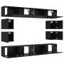 Mueble para TV de 8 piezas en roble negro montado en pared de , Muebles TV - Ref: Foro24-3332532, Precio: 252,43 €, Descuento: %