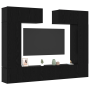 Juego de Gabinete para TV de 8 Piezas Montado en la Pared de Madera de Ingeniería de Roble Negro de , Muebles TV - Ref: Foro2...