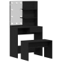 Set de Mesa de Tocador con LED de Madera Elaborada en Roble Negro de , Tocadores para dormitorios - Ref: Foro24-3333070, Prec...