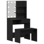 Set de Mesa de Tocador con LED de Madera Elaborada en Roble Negro de , Tocadores para dormitorios - Ref: Foro24-3333070, Prec...