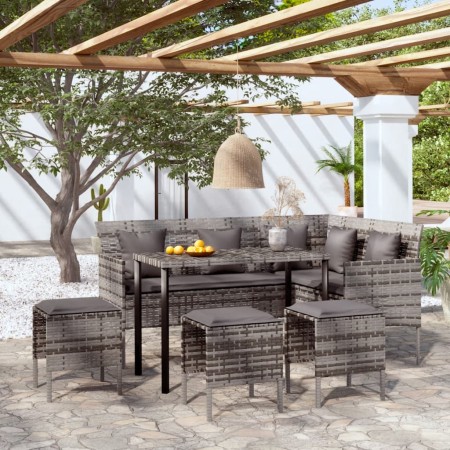 L-förmige Sofagarnitur, 5-teilig, mit grauen synthetischen Rattankissen von vidaXL, Gartensets - Ref: Foro24-318579, Preis: 3...