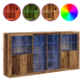Aparador con luces LED Madera envejecida 202x37x100 cm Madera de ingeniería de , Aparadores - Ref: Foro24-3333126, Precio: 29...
