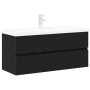 Gabinete de lavabo con lavabo integrado de madera en roble negro