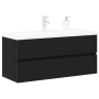 Gabinete de lavabo con lavabo integrado de madera en roble negro