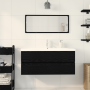 Gabinete de lavabo con lavabo integrado de madera en roble negro