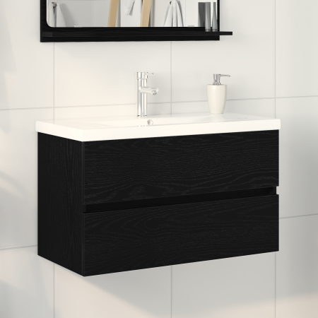 Gabinete para Lavabo  con Lavabo Integrado Roble Negro Madera Ingenierizada | Foro24.es | Tu tienda online para hogar, jardín y más Foro24.es