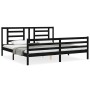 Bed frame with black solid wood headboard 200x200 cm by vidaXL, Beds and slatted bases - Ref: Foro24-3194725, Price: 172,47 €...