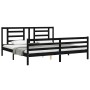 Bed frame with black solid wood headboard 200x200 cm by vidaXL, Beds and slatted bases - Ref: Foro24-3194725, Price: 172,47 €...