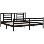 Bed frame with black solid wood headboard 200x200 cm by vidaXL, Beds and slatted bases - Ref: Foro24-3194725, Price: 172,47 €...