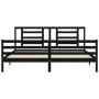 Bed frame with black solid wood headboard 200x200 cm by vidaXL, Beds and slatted bases - Ref: Foro24-3194725, Price: 172,47 €...