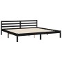Bed frame with black solid wood headboard 200x200 cm by vidaXL, Beds and slatted bases - Ref: Foro24-3194725, Price: 172,47 €...