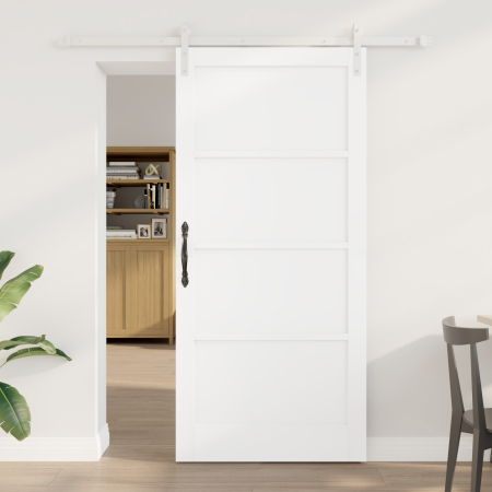 Puerta Deslizante con Juego de Hardware Blanca 93x202 cm Madera Maciza Pino | Foro24.es | Tu tienda online para hogar, jardín y más Foro24.es