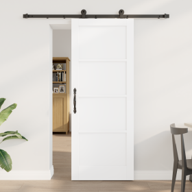Puerta corredera con juego de herrajes blanca