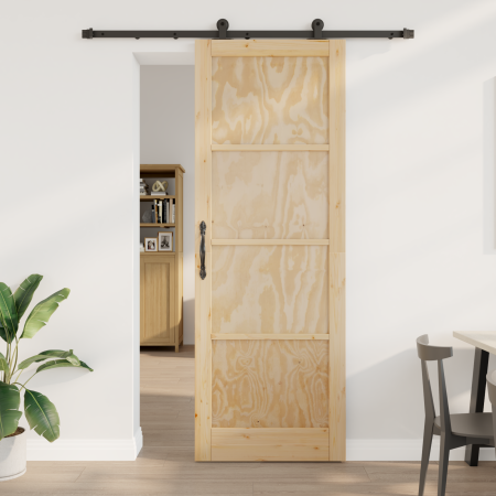 Puerta Corrediza con Juego de Hardware 83x232 cm Madera Maciza de Pino | Foro24.es | Tu tienda online para hogar, jardín y más Foro24.es