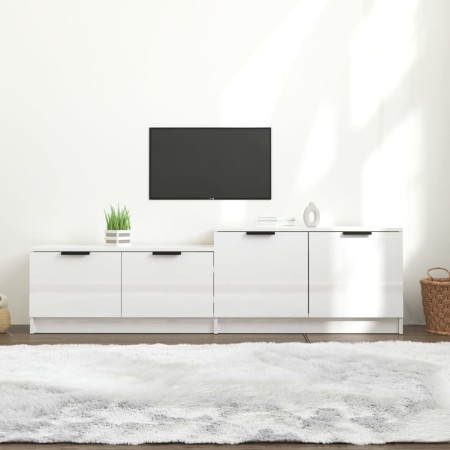Glänzend weißer Sperrholz-TV-Schrank 158,5 x 36 x 45 cm von vidaXL, TV-Möbel - Ref: Foro24-811490, Preis: 84,76 €, Rabatt: %