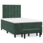 Cama box spring con colchón terciopelo verde oscuro 120x200 cm