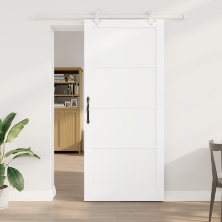 Puerta Deslizante  con Juego de Hardware Blanca 93x211 cm Madera Sólida de Pino | Foro24.es | Tu tienda online para hogar, jardín y más Foro24.es