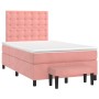 Cama box spring con colchón terciopelo rosa 120x200 cm