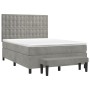 Cama box spring con colchón terciopelo gris claro 140x190 cm