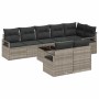 Conjunto de sofá de jardín 9 pcs Gris claro Poliratán