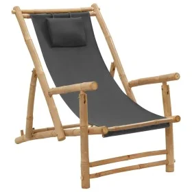 Strandstuhl aus Bambus und dunkelgrauem Segeltuch von vidaXL, Gartenstühle - Ref: Foro24-318595, Preis: 76,11 €, Rabatt: %