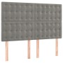 Cama box spring con colchón terciopelo gris claro 140x190 cm