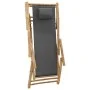 Bamboo and Dark Gray Canvas Beach Chair by vidaXL, Garden chairs - Ref: Foro24-318595, Price: 76,07 €, Discount: %