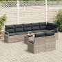 Conjunto de sofá de jardín 9 pcs Gris claro Poliratán