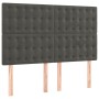 Cama box spring con colchón terciopelo gris oscuro 140x190 cm