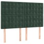 Cama box spring con colchón terciopelo verde oscuro 140x190 cm