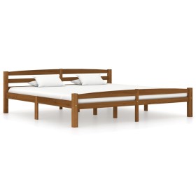 Estructura de cama madera maciza pino marrón miel 200x200 cm