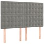 Cama box spring con colchón terciopelo gris claro 140x200 cm