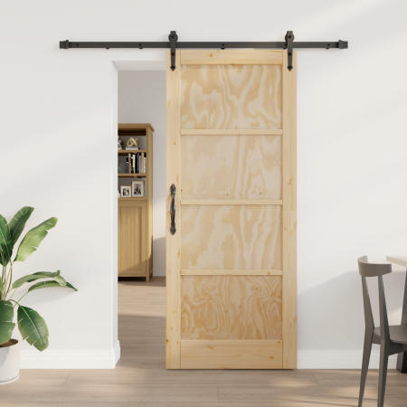 Puerta Corrediza  con Juego de Hardware 83x202 cm Madera Maciza de Pino | Foro24.es | Tu tienda online para hogar, jardín y más Foro24.es