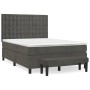 Cama box spring con colchón terciopelo gris oscuro 140x200 cm