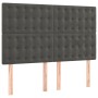 Cama box spring con colchón terciopelo gris oscuro 140x200 cm