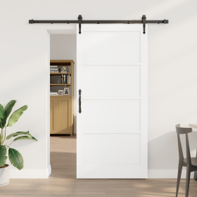 Puerta Corredera con Juego de Herrajes Blanca 93x202 cm de Madera Sólida de Pino de , Puertas para el hogar - Ref: Foro24-333...