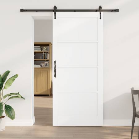 Puerta Deslizante  con Conjunto de Hardware Blanco 93x211 cm Madera de Pino Maciza | Foro24.es | Tu tienda online para hogar, jardín y más Foro24.es