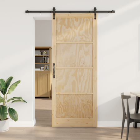 Puerta Corredera  con Juego de Hardware 93x232 cm de Madera Sólida de Pino | Foro24.es | Tu tienda online para hogar, jardín y más Foro24.es