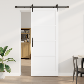 Puerta Deslizante con Juego de Herrajes Blanca 93x232 cm Madera Sólida de Pino de , Puertas para el hogar - Ref: Foro24-33336...