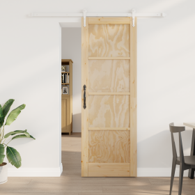 Puerta deslizable con juego de herrajes 73.5x211 cm Madera maciza de pino de , Puertas para el hogar - Ref: Foro24-3333692, P...