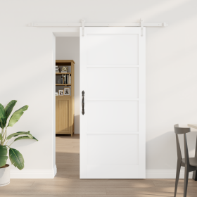 Puerta Corredera con Juego de Herrajes Blanca 86x198.5 cm Madera Sólida de Pino de , Puertas para el hogar - Ref: Foro24-3333...