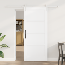 Puerta Corredera con Juego de Hardware Blanca