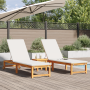 Tumbonas 2 pcs con Mesa y Cojines de Madera Maciza de Acacia de , Tumbonas - Ref: Foro24-3333834, Precio: 406,43 €, Descuento: %