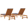 Tumbonas de 2 pcs con mesa y cojines de madera maciza de acacia de , Tumbonas - Ref: Foro24-3333835, Precio: 403,08 €, Descue...