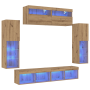 Armarios de pared para TV con luces LED 2 pcs Roble Artesanal 80x30x30 cm de , Muebles TV - Ref: Foro24-3334381, Precio: 351,...
