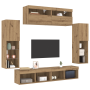 Armarios de pared para TV con luces LED 2 pcs Roble Artesanal 80x30x30 cm de , Muebles TV - Ref: Foro24-3334381, Precio: 351,...