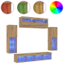 Armarios de pared para TV con luces LED 2 pcs Roble Artesanal 80x30x30 cm de , Muebles TV - Ref: Foro24-3334381, Precio: 351,...