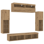 Armarios de pared para TV con luces LED 2 pcs Roble Artesanal 80x30x30 cm de , Muebles TV - Ref: Foro24-3334381, Precio: 351,...