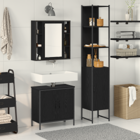 Armario de Lavabo Roble Negro 60x30x60 cm Madera Buena de , Muebles de baño - Ref: Foro24-3334385, Precio: 185,18 €